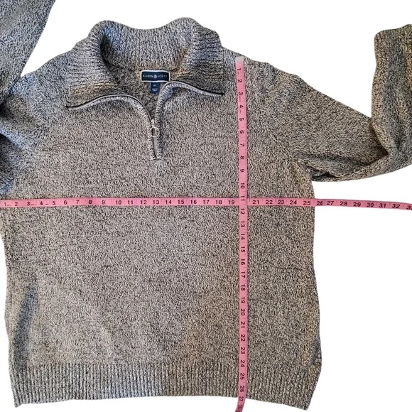 Karen Scott Sweater Womens 2X Pullover 1/4 Zip‎ Gray White Warm Layer Warm XXL - Picture 10 of 13
